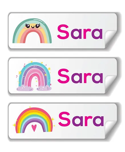 Twinkle Hands Personalized Waterproof Labels I Love Rainbows - 30 Pieces