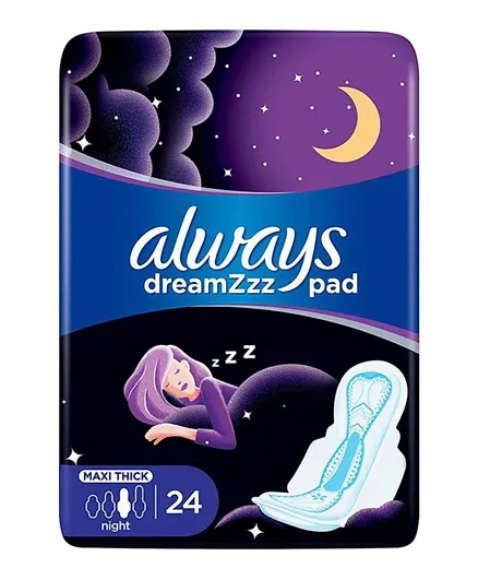 Always Clean & Dry Maxi Thick Night Sanitary Pads with Wings - 24 Pieces