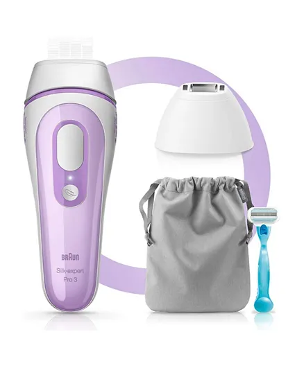 Braun Silk-expert Pro 3 PL 3111 IPL Hair Removal System with 3 Extras White/Purple - 4 Pieces