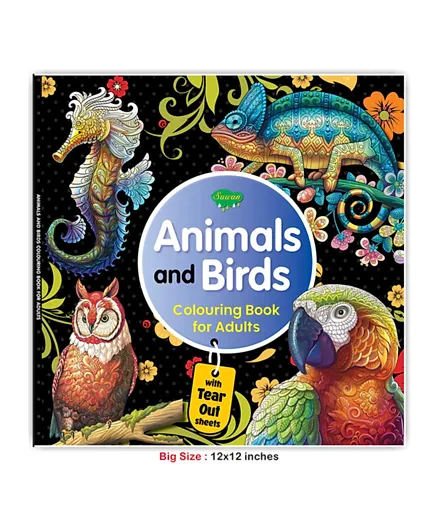 Animals & Birds  Adult Big Colouring Book - English