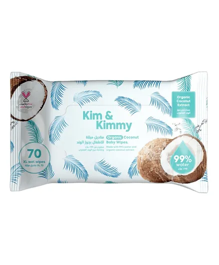 Kim&Kimmy Organic Coconut Wet Wipes - 70 Pieces