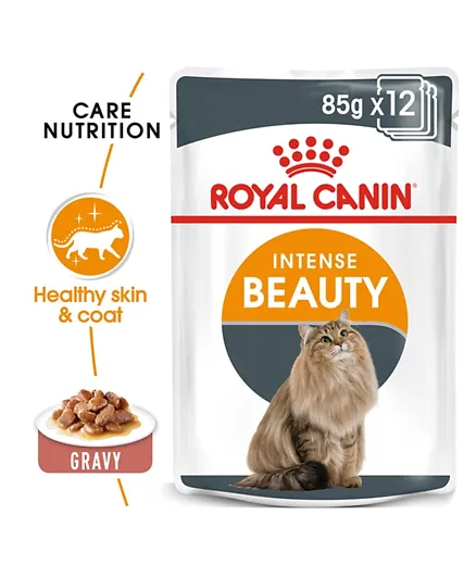 Royal Canin Feline Care Nutrition Intense Beauty Gravy Wet Food Pouches - 12 x 85 Grams