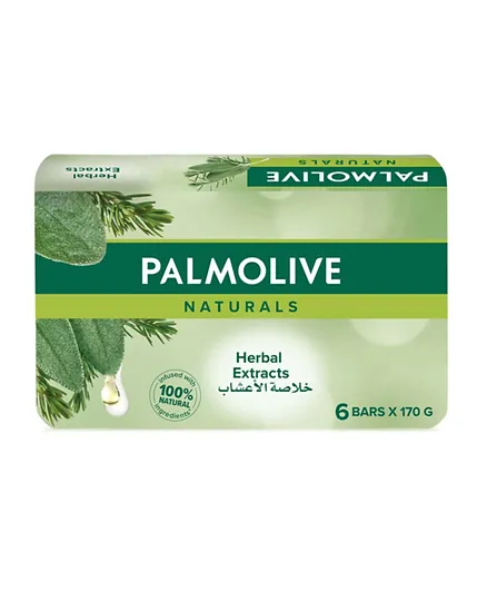 Palmolive Naturals Bar Soap with Herbal Extracts Pack of 6 - 170g Each