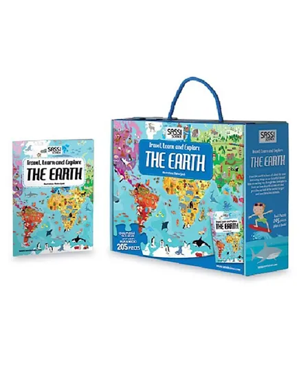 أحجية تعلم واستكشف الأرض مع كتاب من ساسي ترافيل - 205 قطعة