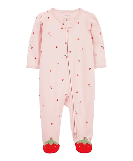 Carter's Strawberry Snap-Up Cotton Sleep & Play Pyjamas - Pink