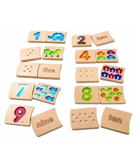 Plan Toys Gradient Wooden Number 1-10  Multicolour - 20 Pieces