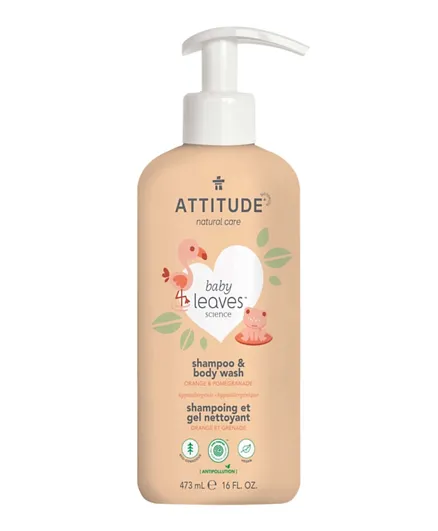 Attitude Baby Leaves 2-In-1 Shampoo and Body Wash Orange and pomegranate  - 473mL