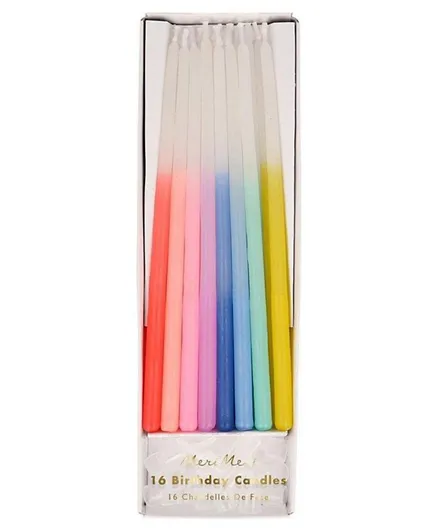 Meri Meri Rainbow Dipped Tapered Candles Pack of 16 - Multicolor