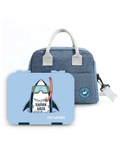 Eazy Kids Super Shark Bento Boxes With Insulated Lunch Bag Combo Super Shark - Blue