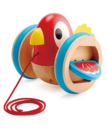 Hape Wooden Baby Bird Pull Along Toy - Red