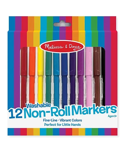 Melissa & Doug Non-Roll Markers - 12 Pieces
