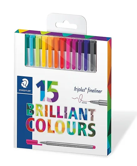 Staedtler Triplus Fineliner Pens Brilliant Colours - Set of 15