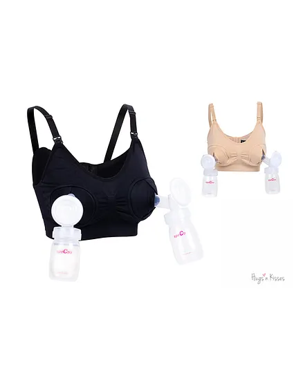 Hugs n Kisses Hands-Free Pumping / Nursing Bra Latte Extra Large