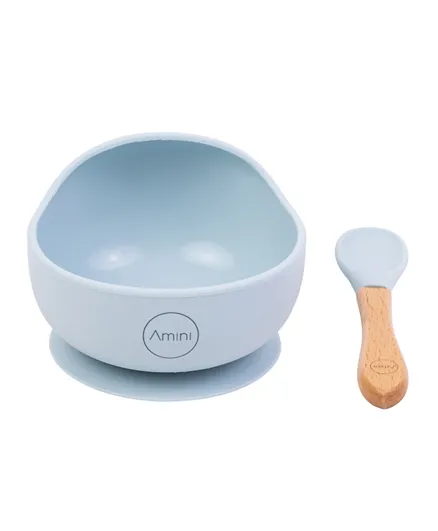 Amini Silicone Bowl And Spoon Set - Blue