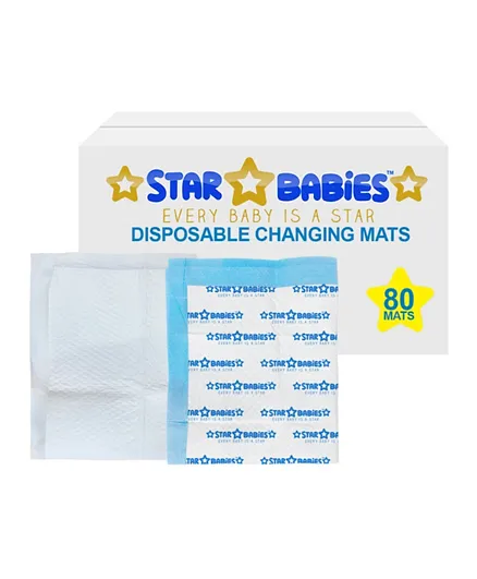Star Babies Disposable Changing Mats White/Blue - Pack Of 80