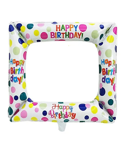 Party Propz Happy Birthday Photo Frame  Foil Balloon - White