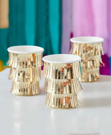 Ginger Ray Fringed Gold Paper Party Cups