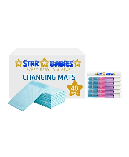 Star Babies - Disposable Changing Mat 48Pcs W/ 20Pcs Scented Bag - Assorted