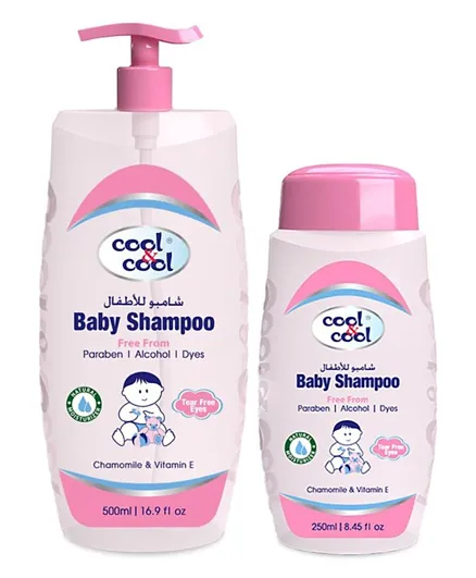 Cool & Cool Vitamin E & Chamomile Extracts Infused Tear Free Baby Shampoo - 500mL + 250mL
