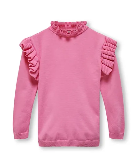 Only Kids Frill Neck Sweatshirt - Pink