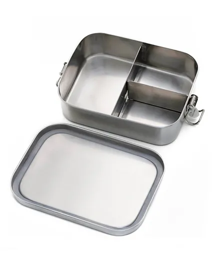 صندوق غداء بامبو بارك يونيكورن بثلاثة أقسام من الستانلس ستيل - رمادي