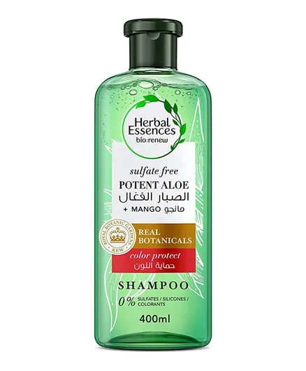 Herbal Essence Color Protect Sulfate Free Potent Aloe Vera Mango Natural Shampoo for Dry Hair - 400mL