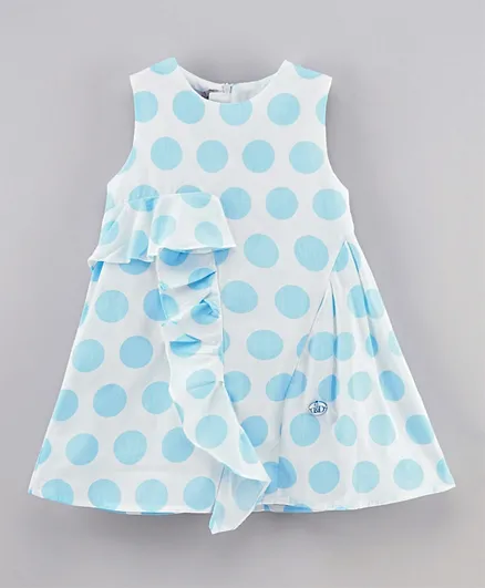 Kookie Kids Sleeveless Polka Dots Dress - Blue
