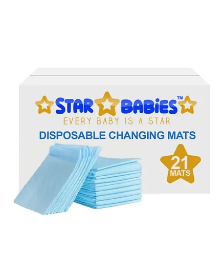 Star Babies Disposable Diaper Changing Mats Pack of 21 - Blue