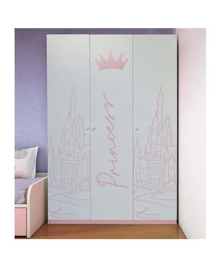 خزانة ملابس يتصميم أميرة من ديزني للأطفال/ المراهقين - لون أبيض