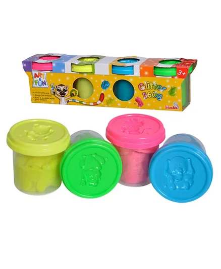 Simba Pack of 4 Art & Fun Soft Dough Glitter Multicolor - 140g
