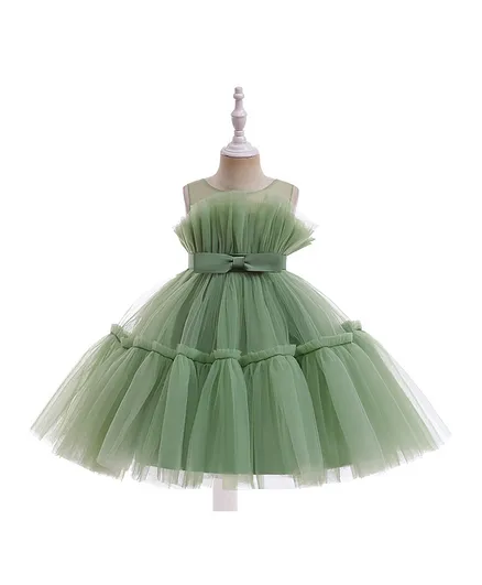 DDaniela Bow Front Ruffle Hem Gown - Green