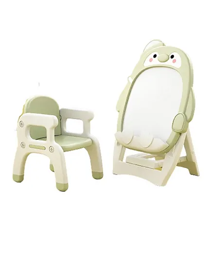 Myts Penguin Kids Writing and Drawing Board with Chair - Green