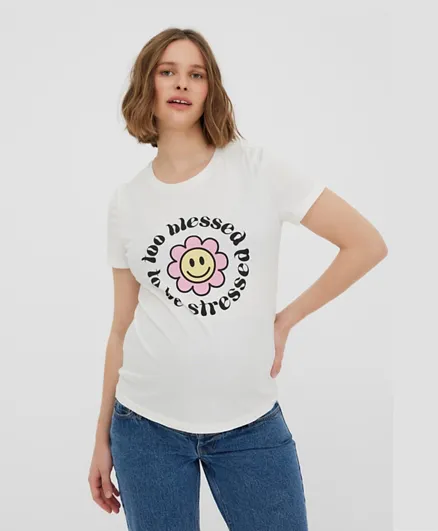 Vero Moda Maternity Sunflower Maternity T-Shirt - White