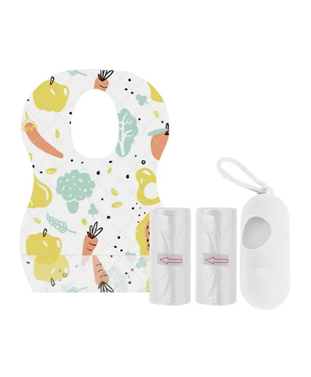 Star Babies Combo Pack of Disposable Bibs Fruits Print + Scented Bag +Dispenser