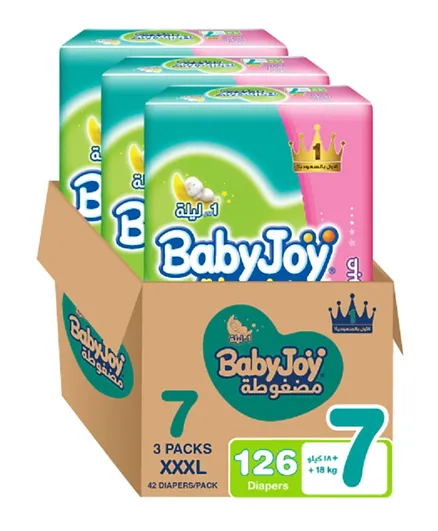BabyJoy Double XL Giant Diapers Pack of 3 Size 7 - 126 Pieces