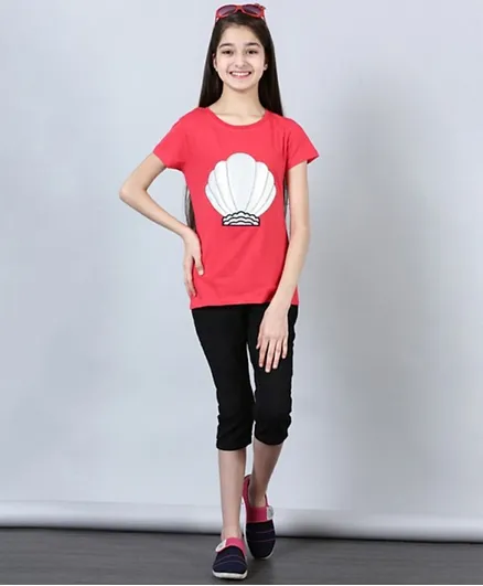 Neon Shell Graphic T-Shirt - Red