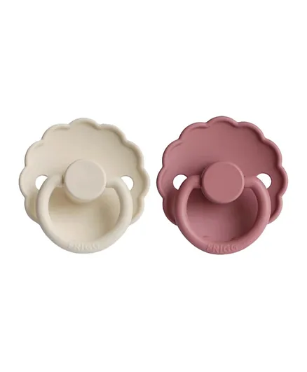 FRIGG Daisy Silicone Baby Pacifier 2-Pack Cream/cedar - Size 2