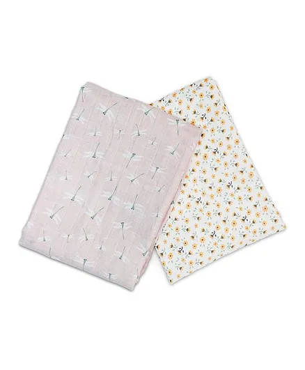 Lulujo Baby Cotton Blankets Vintage Floral & Dragonfly - Pack of 2