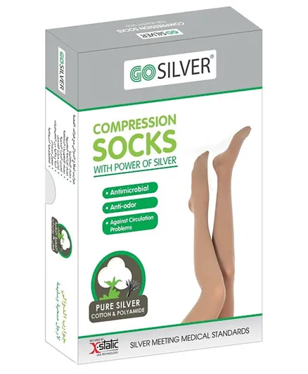 Go Silver Maternity Panty Hose Compression Socks Closed Toe Flesh - Beige