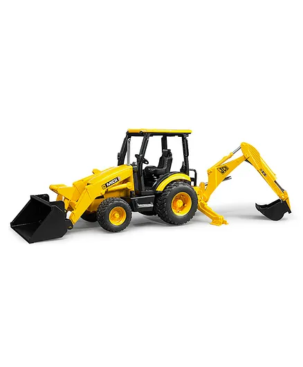 Bruder JCB Midi CX Backhoe Loader Toy for Kids - Durable Plastic, Enhances Coordination, Yellow, Ages 2 Years+