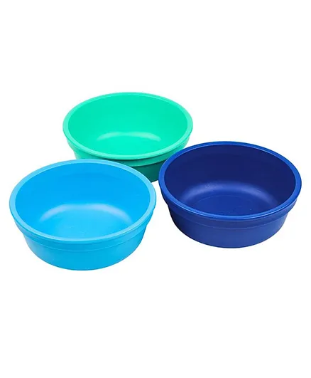 Re-play Recycled Packaged Bowls Pack of 3  True Blue- Navy Blue Sky Blue and Aqua
