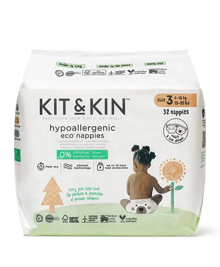 Kit & Kin Eco Diapers Size 3 - 32 Pieces