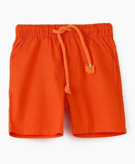 Jam Elastic Waist Drawstring Closure Shorts - Orange