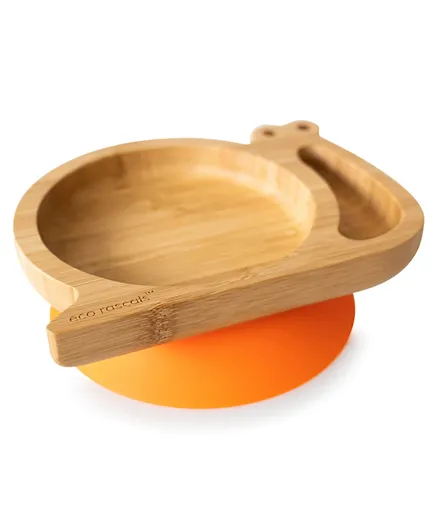 Eco Rascals Bamboo Snail Plate - Orange and Brown