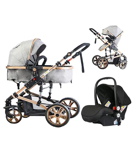 Teknum 3 in 1 Pram Stroller Story Grey  and Infant Car Seat
