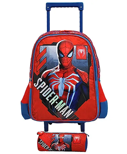 Marvel Spider Man Stand By Me Trolley Bag & Pencil Case Red Blue - 16 inches