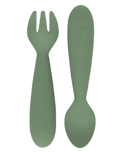 EZPZ Mini Utensils Spoon & Fork - Olive