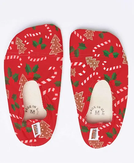 Coega Sunwear Xmas Candy Cane and Cookies Pool Shoes - Red