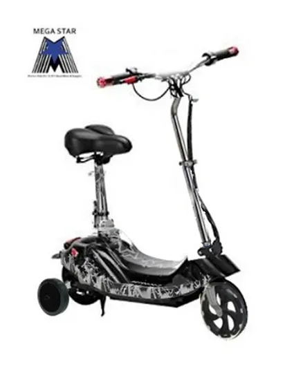 Megawheels Zippy 24V Electric Scooter with Training Wheels - Black Spider