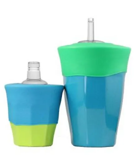 Cherubbaby Silicone Sippy Straw and Teat Universal  Stretch Lid Kit - Pack of 2